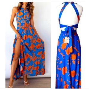 ABEL THE LABEL Charlie Halter Back Maxi Dress - S